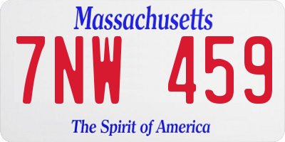 MA license plate 7NW459