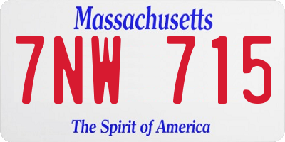 MA license plate 7NW715