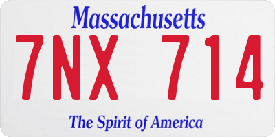 MA license plate 7NX714