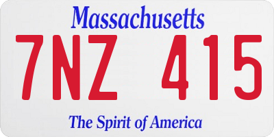 MA license plate 7NZ415