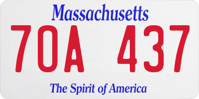 MA license plate 7OA437