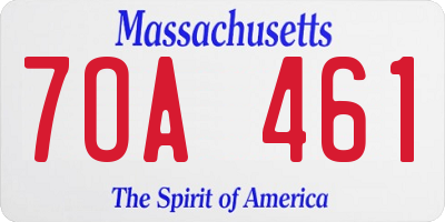 MA license plate 7OA461
