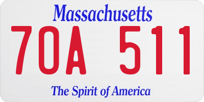 MA license plate 7OA511
