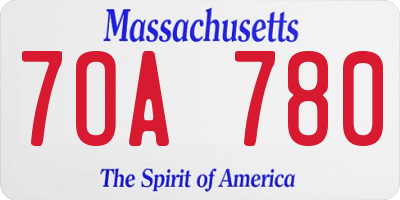 MA license plate 7OA780