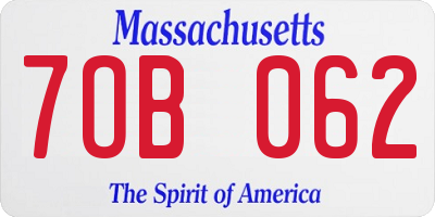MA license plate 7OB062