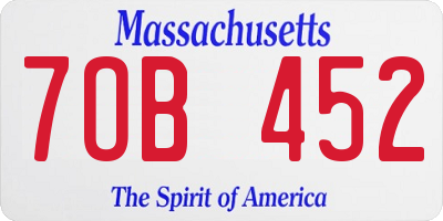 MA license plate 7OB452