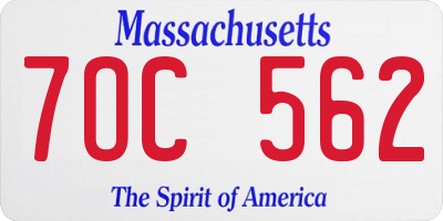 MA license plate 7OC562