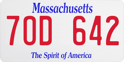 MA license plate 7OD642