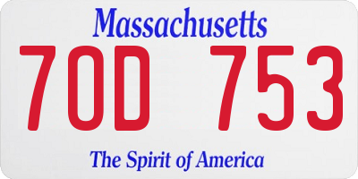 MA license plate 7OD753