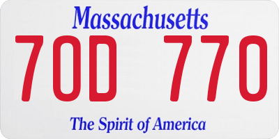 MA license plate 7OD770