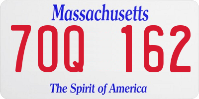 MA license plate 7OQ162