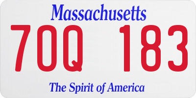 MA license plate 7OQ183