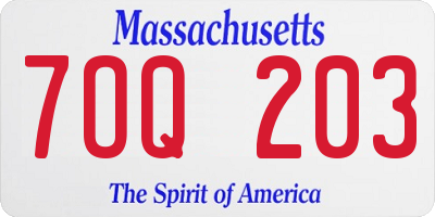 MA license plate 7OQ203