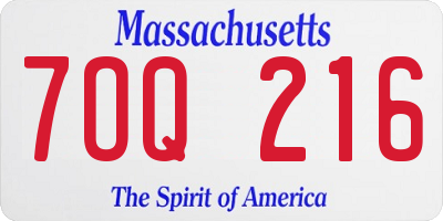 MA license plate 7OQ216