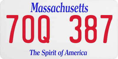 MA license plate 7OQ387