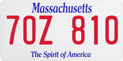 MA license plate 7OZ810