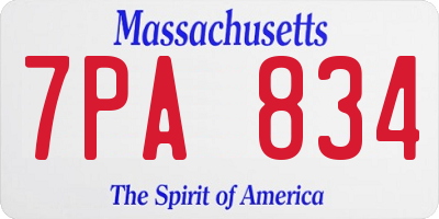 MA license plate 7PA834