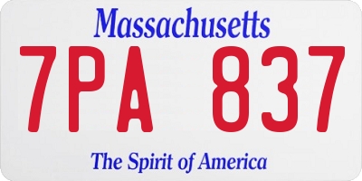 MA license plate 7PA837