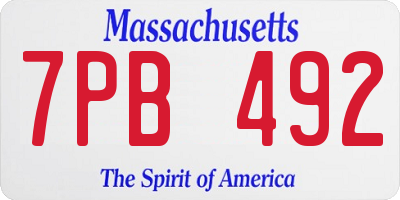 MA license plate 7PB492