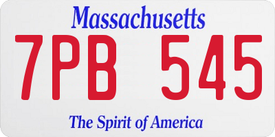 MA license plate 7PB545