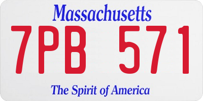 MA license plate 7PB571