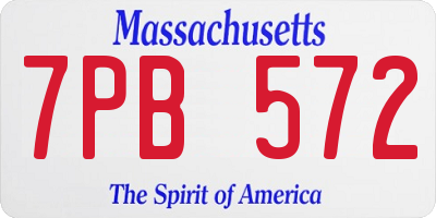 MA license plate 7PB572