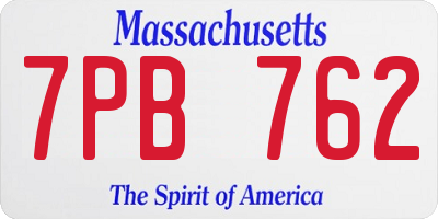 MA license plate 7PB762