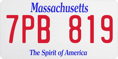 MA license plate 7PB819