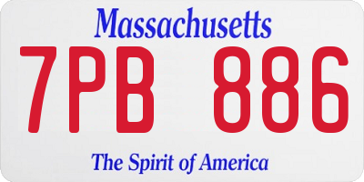 MA license plate 7PB886