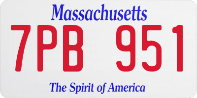 MA license plate 7PB951