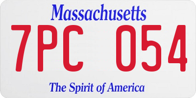 MA license plate 7PC054