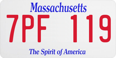 MA license plate 7PF119