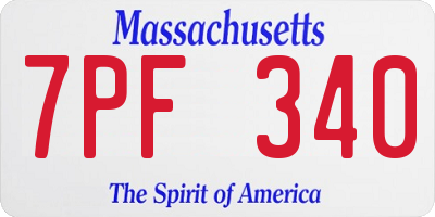 MA license plate 7PF340