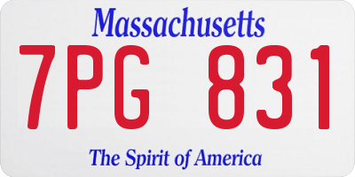 MA license plate 7PG831
