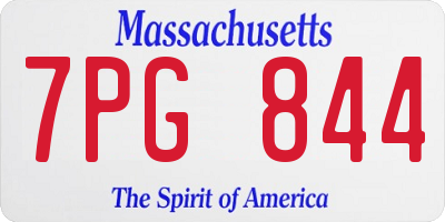 MA license plate 7PG844