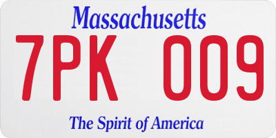 MA license plate 7PK009