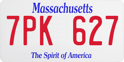 MA license plate 7PK627