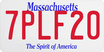 MA license plate 7PLF20