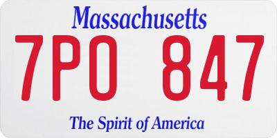 MA license plate 7PO847