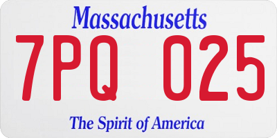 MA license plate 7PQ025
