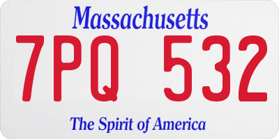 MA license plate 7PQ532