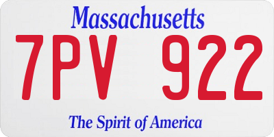 MA license plate 7PV922