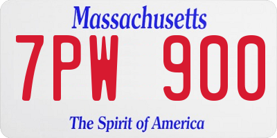 MA license plate 7PW900