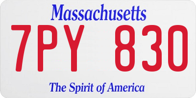 MA license plate 7PY830
