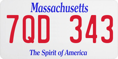 MA license plate 7QD343
