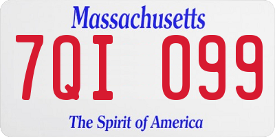 MA license plate 7QI099