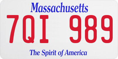 MA license plate 7QI989