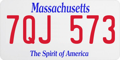 MA license plate 7QJ573