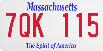MA license plate 7QK115