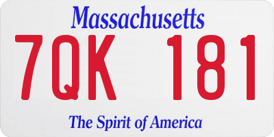 MA license plate 7QK181